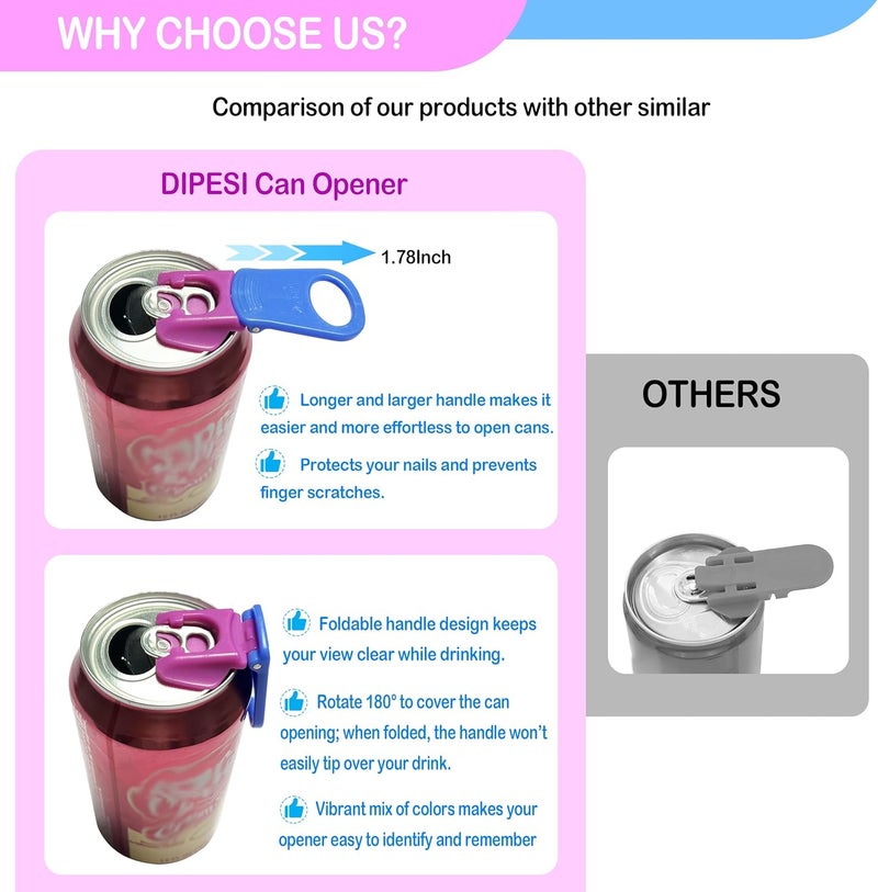 DIPESI 6 pack 6 colors Soda Can Opener & Soda can lids, Drink Protector Caps,Suitable for Parties, BBQ, Camping, and Travel. - Image 3